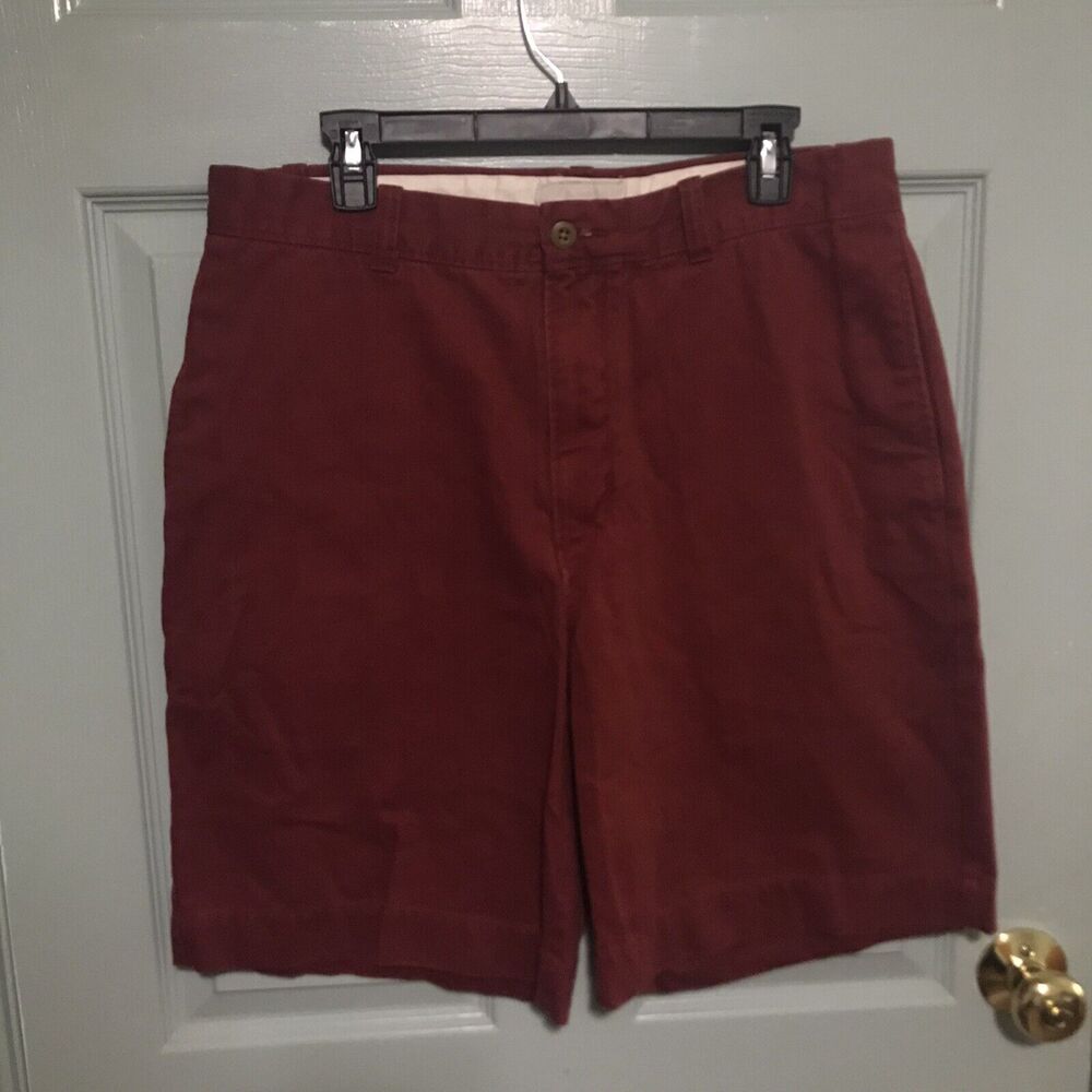 Breakwater Brand Men's Size 34 Chino Shorts Red Casual 100% Cotton Button Zip